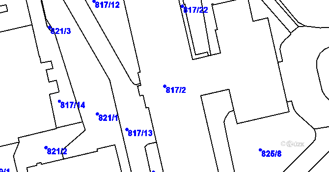 Parcela st. 817/2 v KÚ Liberec, Katastrální mapa
