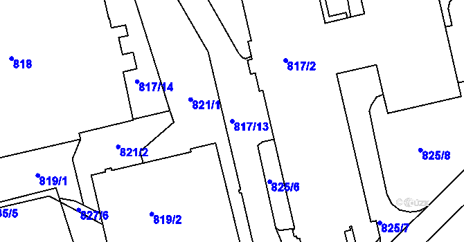 Parcela st. 817/13 v KÚ Liberec, Katastrální mapa