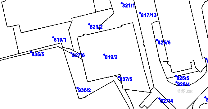 Parcela st. 819/2 v KÚ Liberec, Katastrální mapa