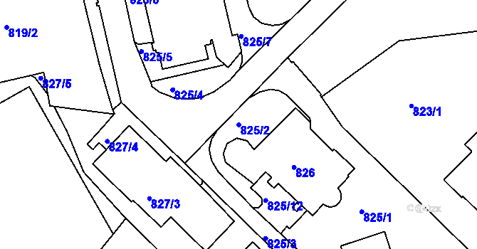 Parcela st. 825/2 v KÚ Liberec, Katastrální mapa