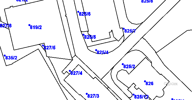 Parcela st. 825/4 v KÚ Liberec, Katastrální mapa
