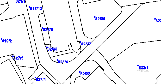 Parcela st. 825/7 v KÚ Liberec, Katastrální mapa