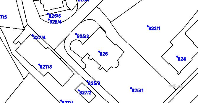 Parcela st. 826 v KÚ Liberec, Katastrální mapa
