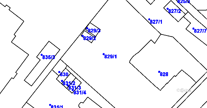 Parcela st. 829/1 v KÚ Liberec, Katastrální mapa