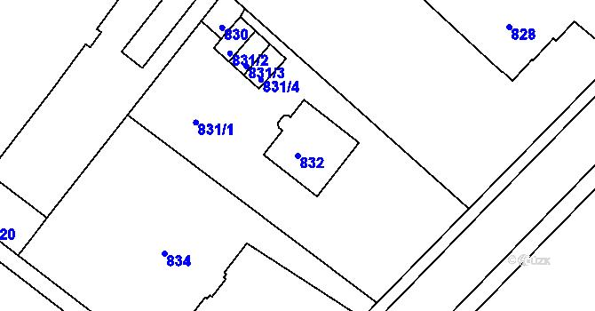 Parcela st. 832 v KÚ Liberec, Katastrální mapa