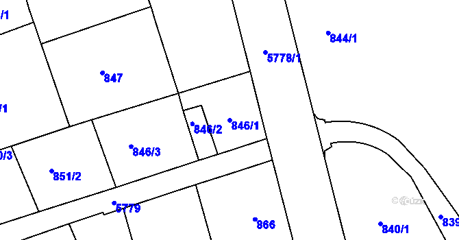 Parcela st. 846/1 v KÚ Liberec, Katastrální mapa