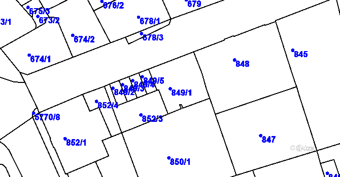 Parcela st. 849/1 v KÚ Liberec, Katastrální mapa