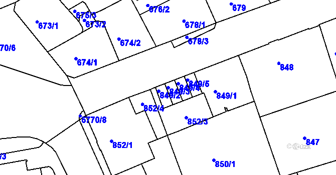 Parcela st. 849/3 v KÚ Liberec, Katastrální mapa