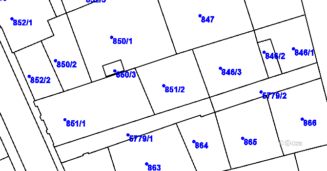 Parcela st. 851/2 v KÚ Liberec, Katastrální mapa