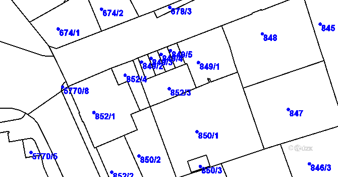 Parcela st. 852/3 v KÚ Liberec, Katastrální mapa