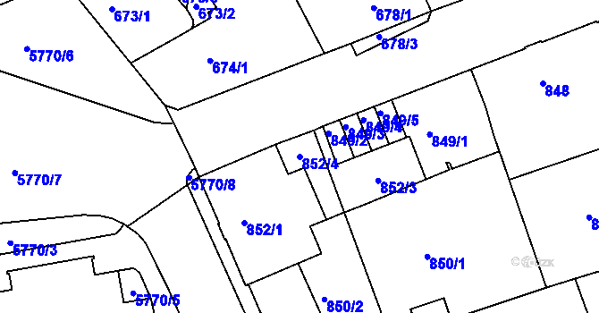 Parcela st. 852/4 v KÚ Liberec, Katastrální mapa