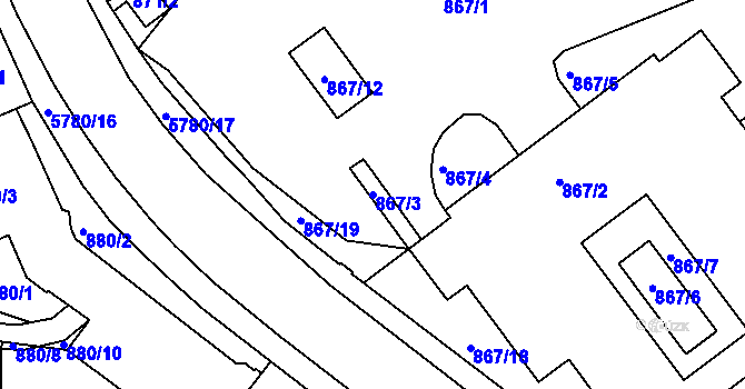 Parcela st. 867/3 v KÚ Liberec, Katastrální mapa