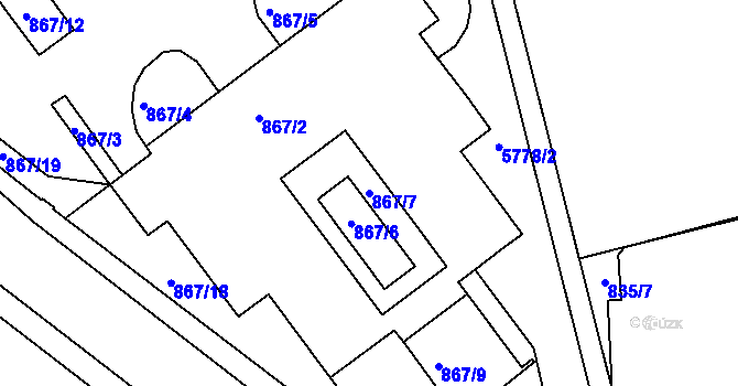 Parcela st. 867/7 v KÚ Liberec, Katastrální mapa
