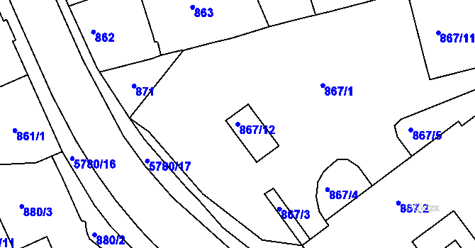 Parcela st. 867/12 v KÚ Liberec, Katastrální mapa