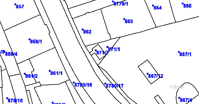 Parcela st. 871 v KÚ Liberec, Katastrální mapa