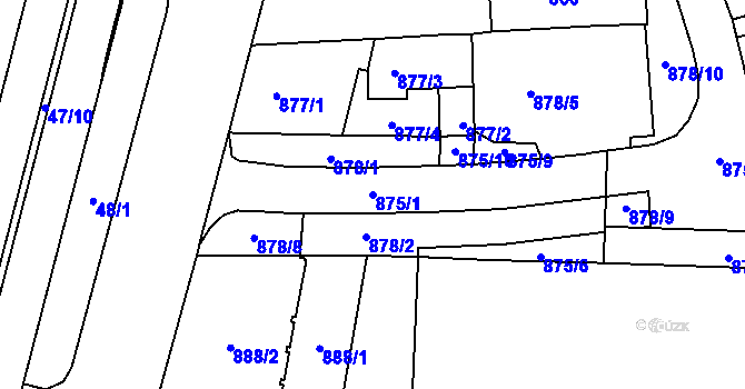 Parcela st. 875/1 v KÚ Liberec, Katastrální mapa