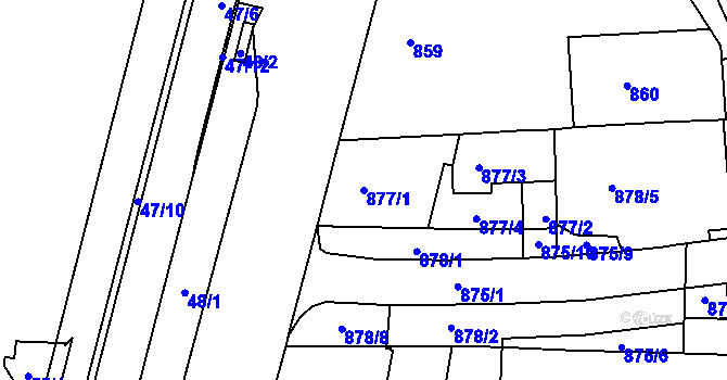 Parcela st. 877/1 v KÚ Liberec, Katastrální mapa