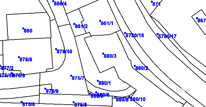 Parcela st. 880/3 v KÚ Liberec, Katastrální mapa