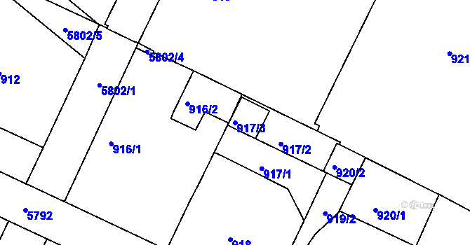 Parcela st. 917/3 v KÚ Liberec, Katastrální mapa