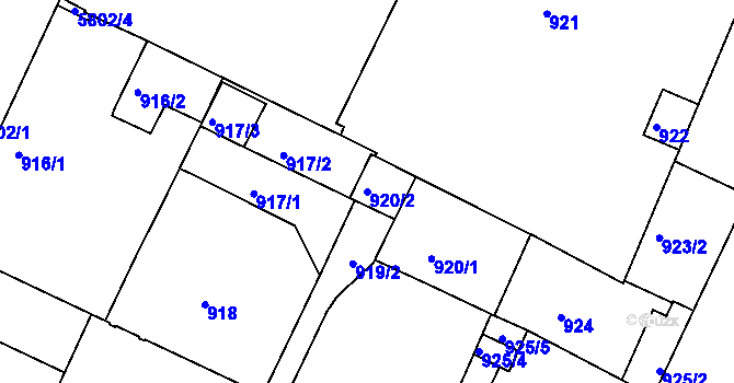 Parcela st. 920/2 v KÚ Liberec, Katastrální mapa