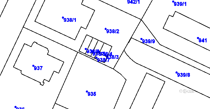Parcela st. 938/3 v KÚ Liberec, Katastrální mapa