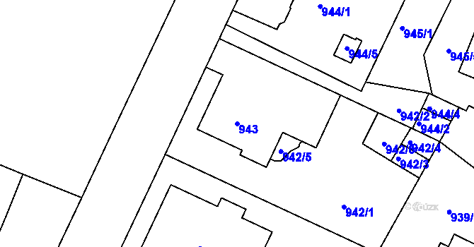 Parcela st. 943 v KÚ Liberec, Katastrální mapa