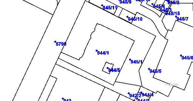 Parcela st. 944/1 v KÚ Liberec, Katastrální mapa