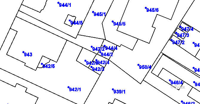 Parcela st. 944/2 v KÚ Liberec, Katastrální mapa