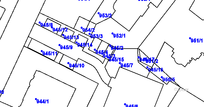 Parcela st. 945/3 v KÚ Liberec, Katastrální mapa