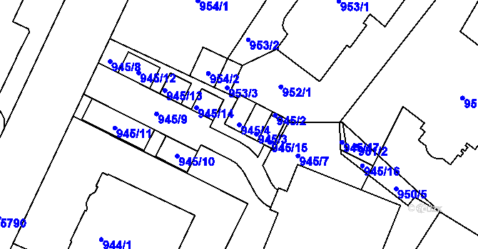 Parcela st. 945/4 v KÚ Liberec, Katastrální mapa