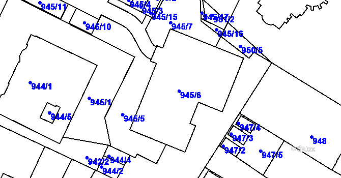 Parcela st. 945/6 v KÚ Liberec, Katastrální mapa