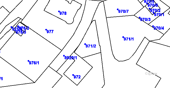 Parcela st. 971/2 v KÚ Liberec, Katastrální mapa