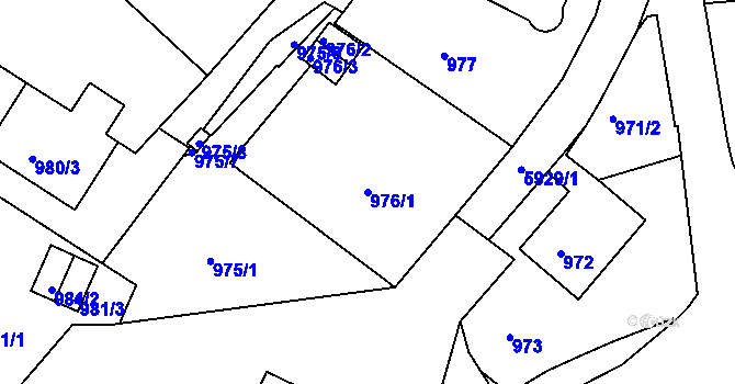 Parcela st. 976/1 v KÚ Liberec, Katastrální mapa