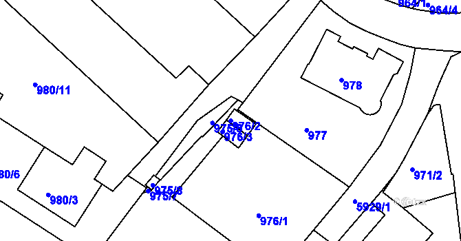 Parcela st. 976/2 v KÚ Liberec, Katastrální mapa
