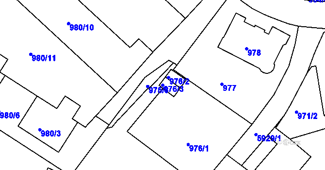 Parcela st. 976/3 v KÚ Liberec, Katastrální mapa