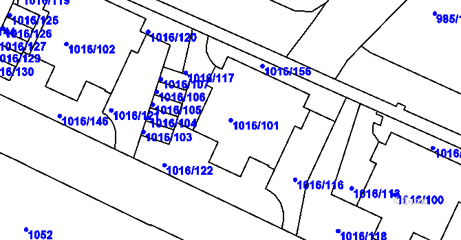 Parcela st. 1016/101 v KÚ Liberec, Katastrální mapa