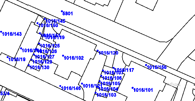 Parcela st. 1016/120 v KÚ Liberec, Katastrální mapa