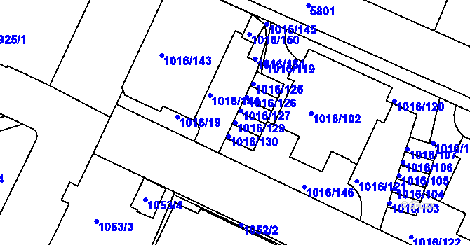 Parcela st. 1016/129 v KÚ Liberec, Katastrální mapa