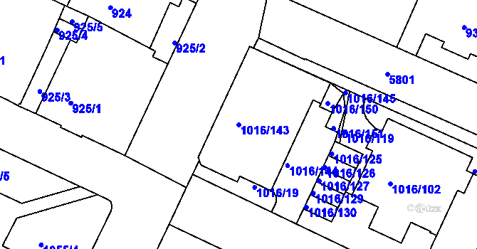 Parcela st. 1016/143 v KÚ Liberec, Katastrální mapa