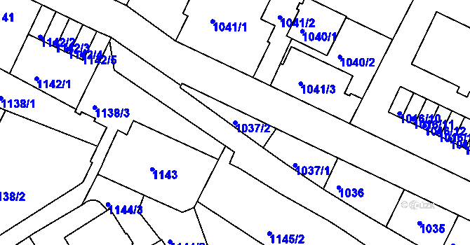 Parcela st. 1037/2 v KÚ Liberec, Katastrální mapa