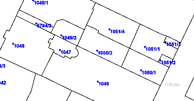 Parcela st. 1050/2 v KÚ Liberec, Katastrální mapa