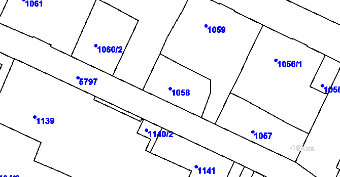 Parcela st. 1058 v KÚ Liberec, Katastrální mapa