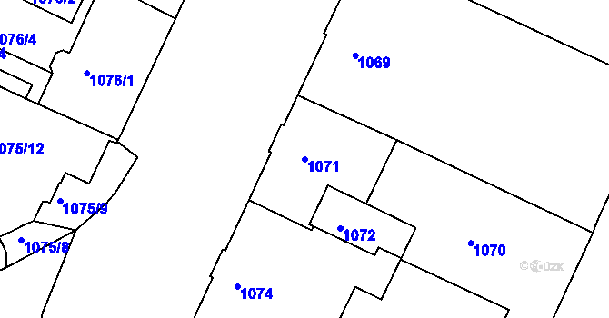 Parcela st. 1071 v KÚ Liberec, Katastrální mapa