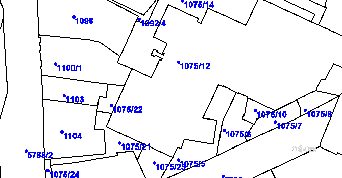Parcela st. 1075/13 v KÚ Liberec, Katastrální mapa