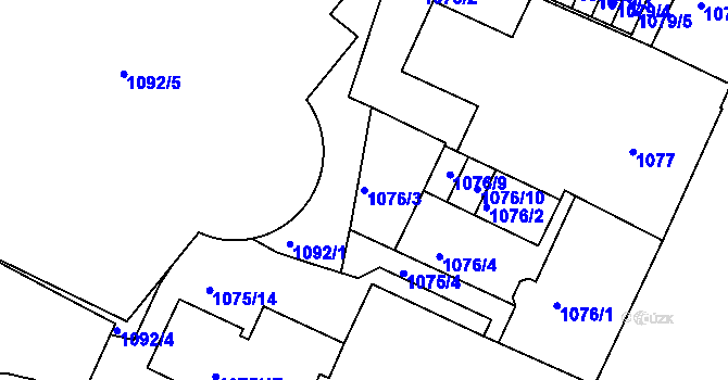 Parcela st. 1076/3 v KÚ Liberec, Katastrální mapa