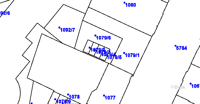 Parcela st. 1079/4 v KÚ Liberec, Katastrální mapa