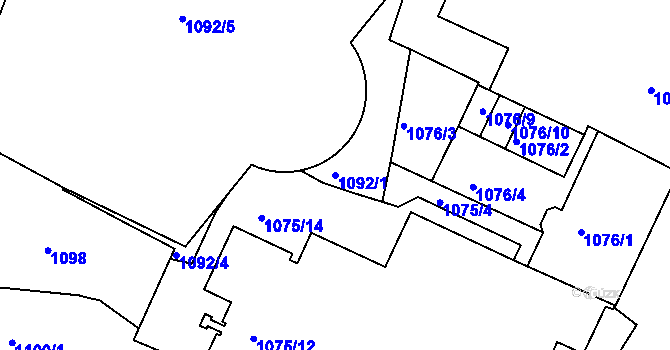 Parcela st. 1092/1 v KÚ Liberec, Katastrální mapa