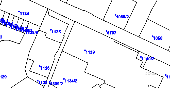 Parcela st. 1139 v KÚ Liberec, Katastrální mapa