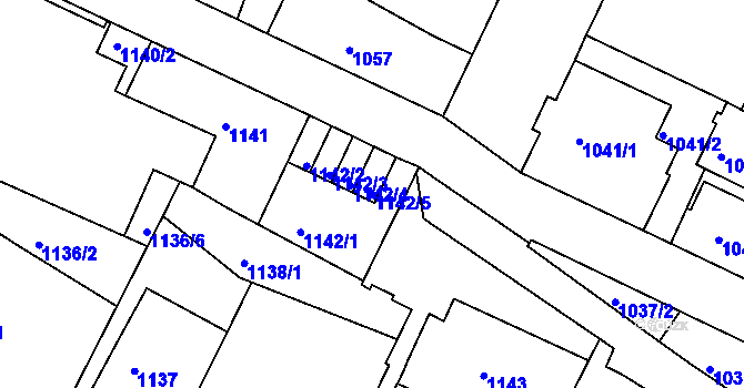 Parcela st. 1142/5 v KÚ Liberec, Katastrální mapa