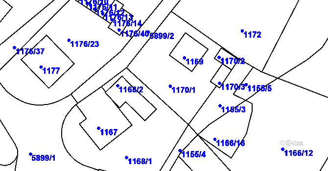 Parcela st. 1170 v KÚ Liberec, Katastrální mapa